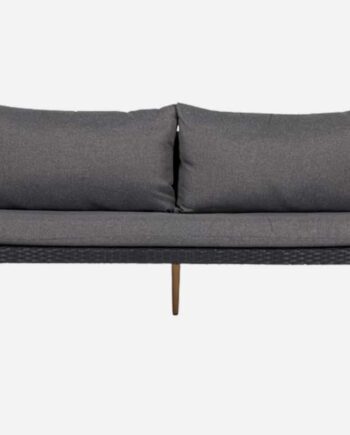 Elegant 3-personers sofa i sort polyrattan til haven!