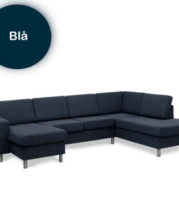 Familievenlig Venstrevendt U-sofa i Blå – Stil og Komfort