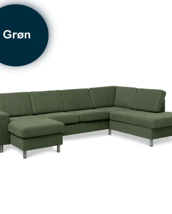 Elegant Grøn Venstrevendt U-sofa til Familierum