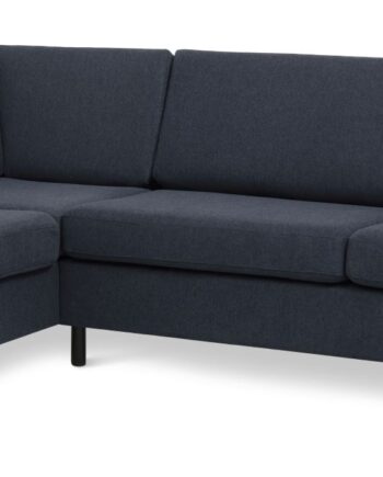 Blå Polyester U-sofa med Chaiselong – Familiefavorit!