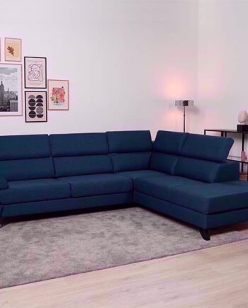 Billund Sofa med Justerbar Nakkestøtte i Blå Stof