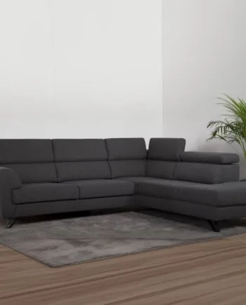 Billund Højrevendt Sofa i Grå Stof med Justerbar Nakkestøtte