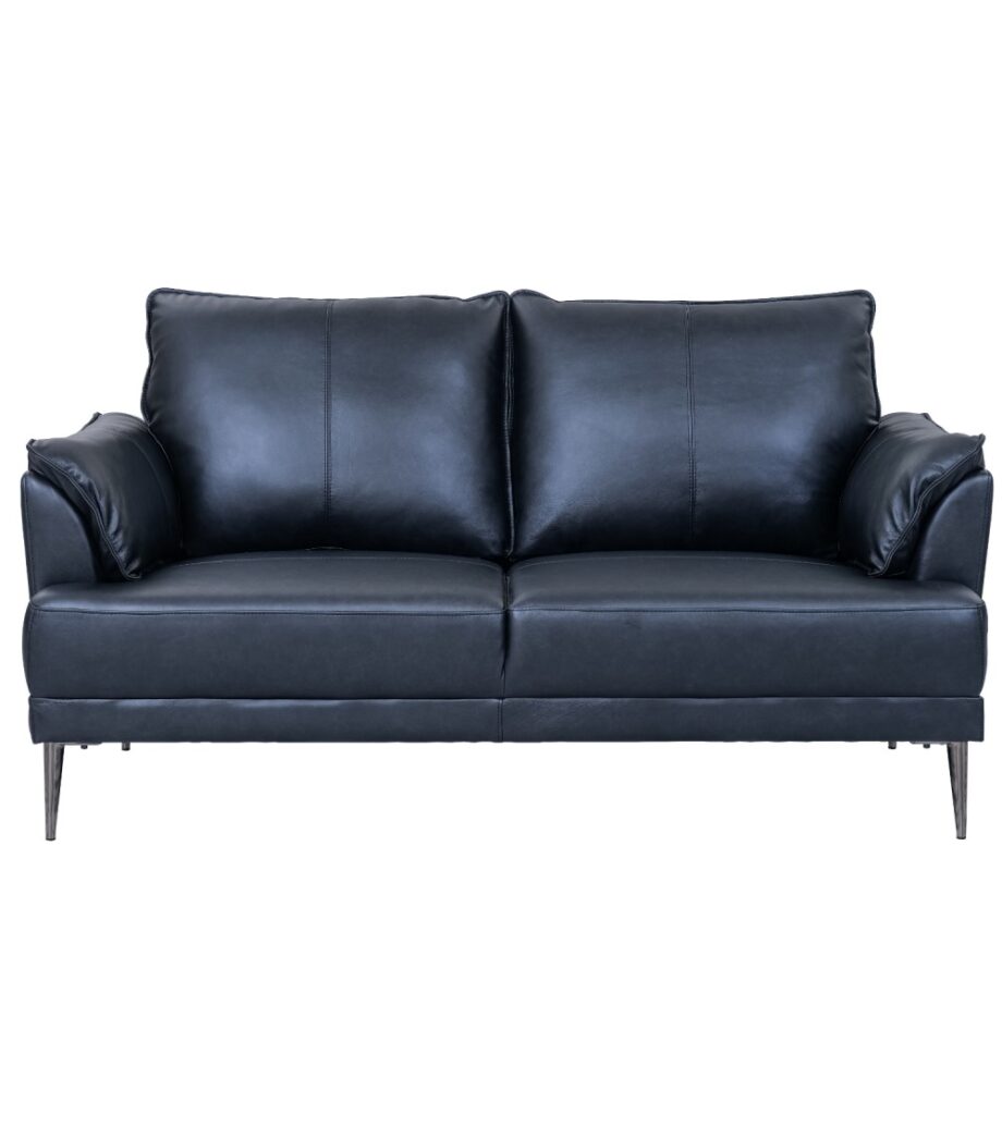 Elegant 2-personers sort lædersofa med skandinavisk design