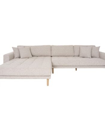 Lido Lounge Sofa - Venstrevendt Beige med Puder og Træben