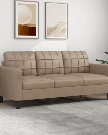 3-personers Sofa i Cappuccino Kunstlæder – Super Tilbud!