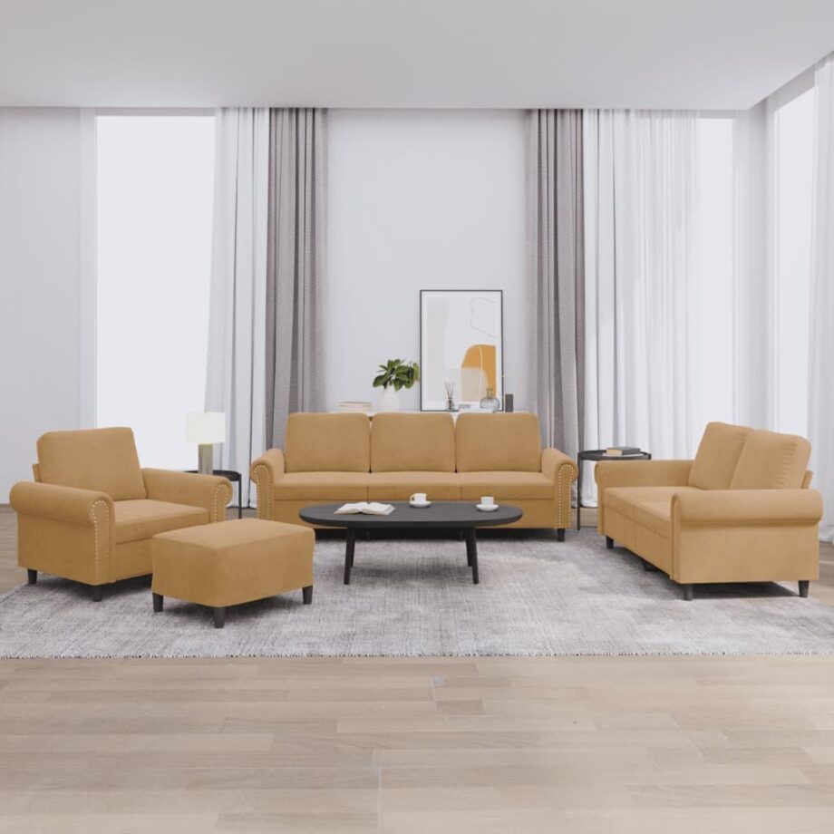 Elegant Velour Sofa Sæt – Stilfuld Komfort til Dit Hjem