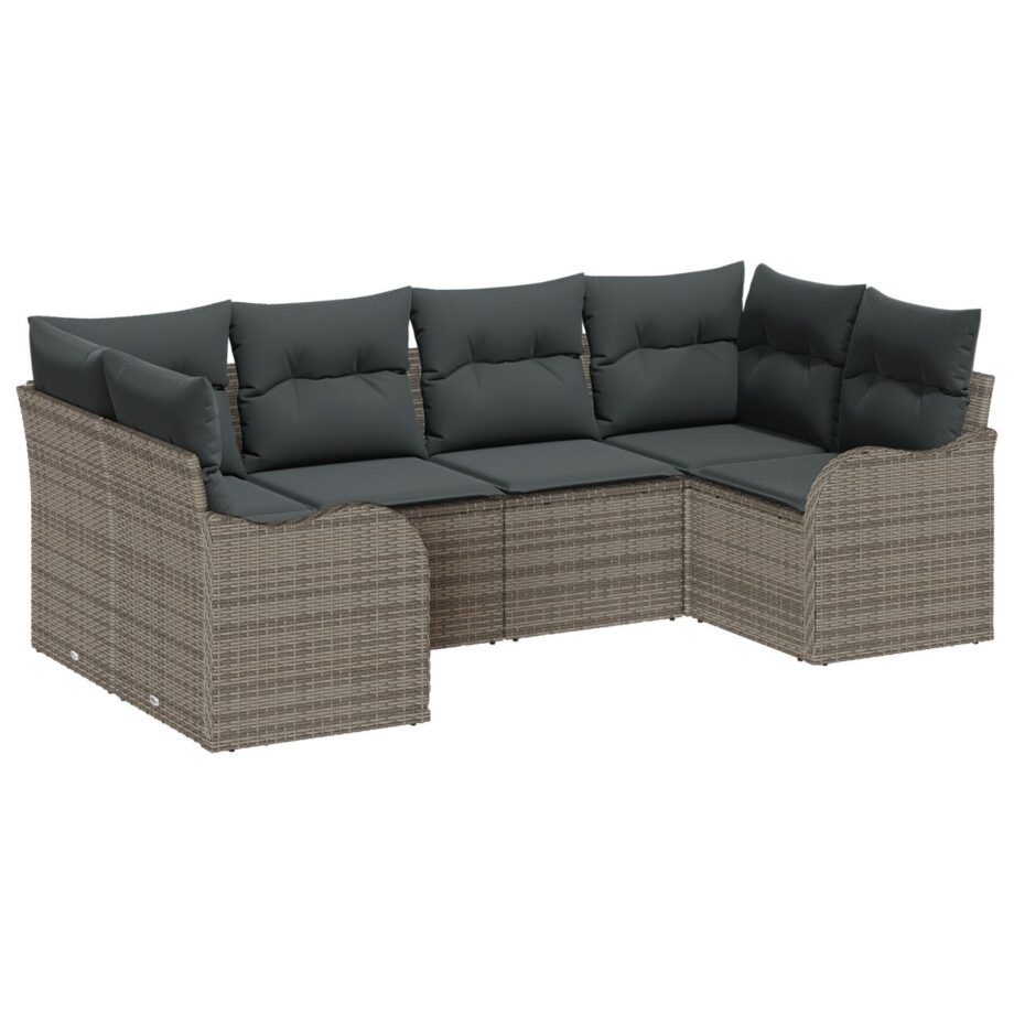 Modulært Have Sofa Sæt i Grå Poly Rattan med Puder
