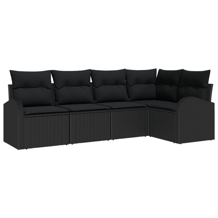 Moderne Sort Polyrattan Sofa Sæt med Opbevaring til Haven