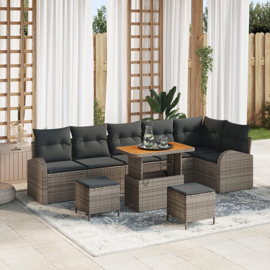 Moderne Grå Poly Rattan Sofa Sæt til Haven - Stil og Komfort