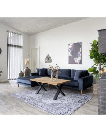 Lido Lounge Sofa Venstrevendt Mørkeblåt Velour Med Fire Puder Hn1005 - House Nordic Sofa  - 5713917006649