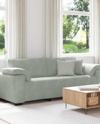 3-Personers Velour Sofa i Lysegrå – Stil og Komfort