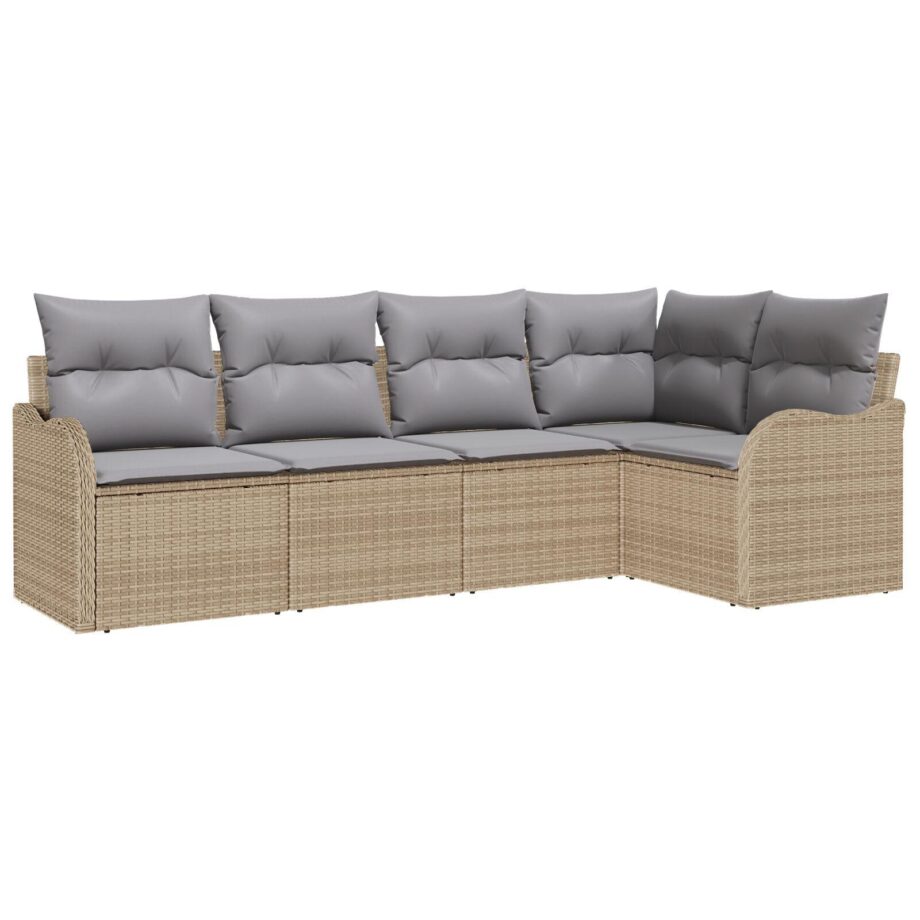 Delers Havemøbel Sæt Med Puder Beige Poly Rattan Sæders Havemøbel Sofa Med Puder Beige Poly Rattan - Sofa  - 8721158952868