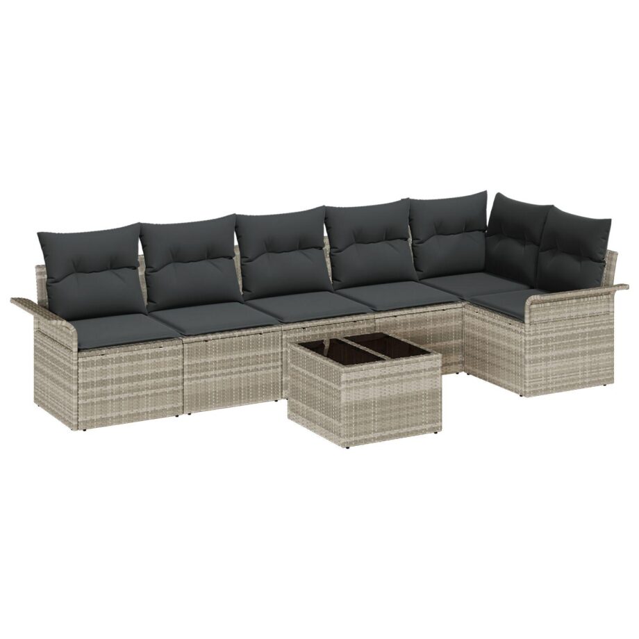 Modulært Have Sofa Sæt i Grå Poly Rattan med Puder