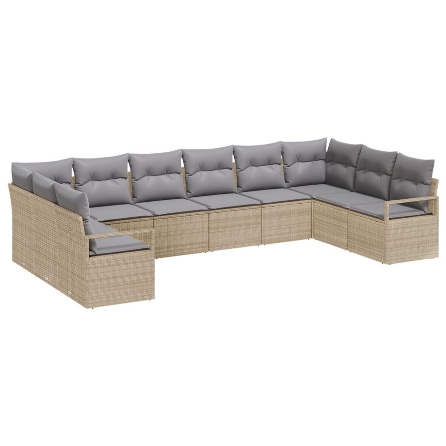Modulært Have Sofa Sæt i Beige Poly Rattan med Puder