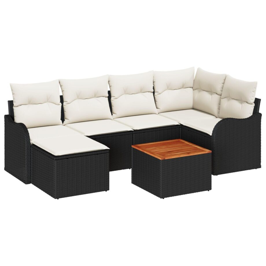 Moderne Sort Have Sofa Sæt med Hynder og Opbevaring