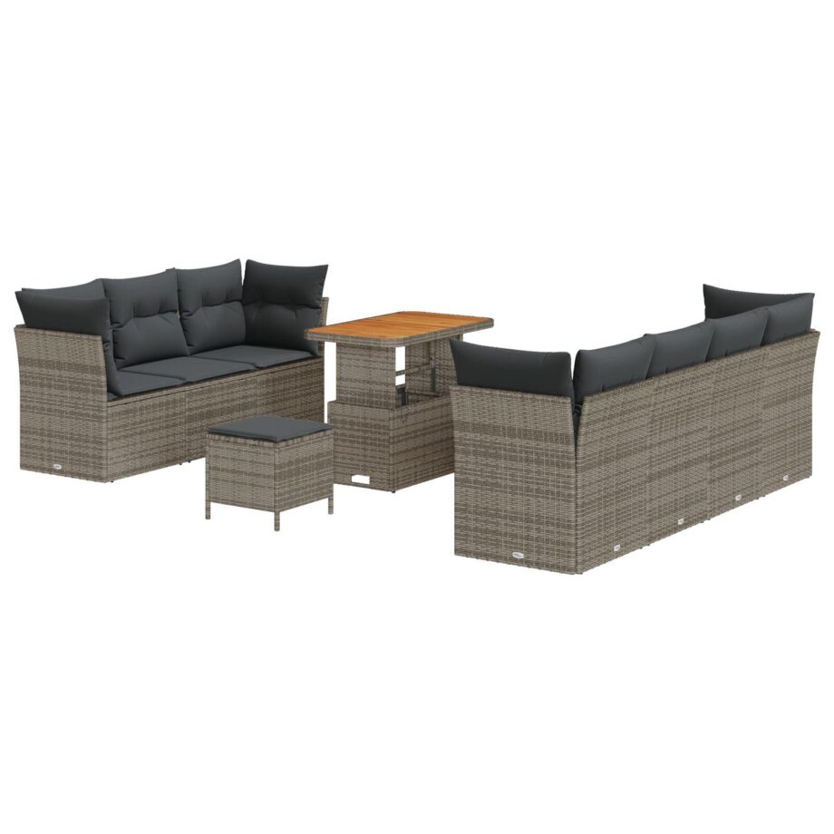 Moderne Have Sofa Sæt med Hynder i Grå Poly Rattan