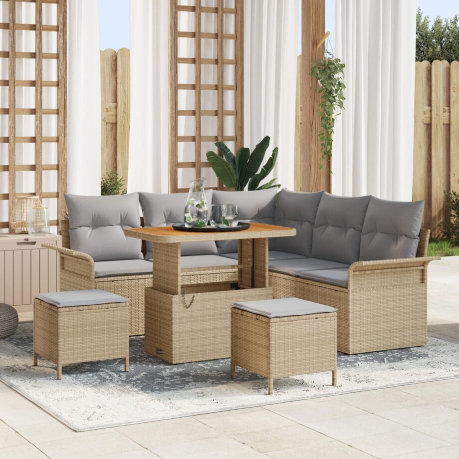 Moderne Beige Have Sofa Sæt med Opbevaring og Puder