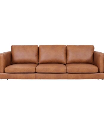 Klassisk Valencia Sofa i Lysebrun Læder med Metalben
