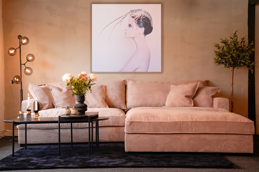 Chelsey Flamingo Fløjl Flydersofa Personers Sofa - Sofa