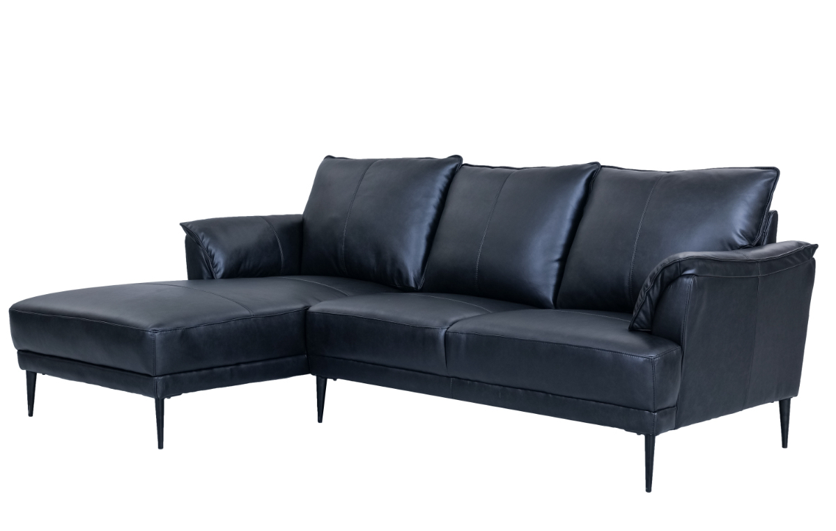Sort Jazz Sofa Med Chaiselong Til Venstre Okselæder - Sofa