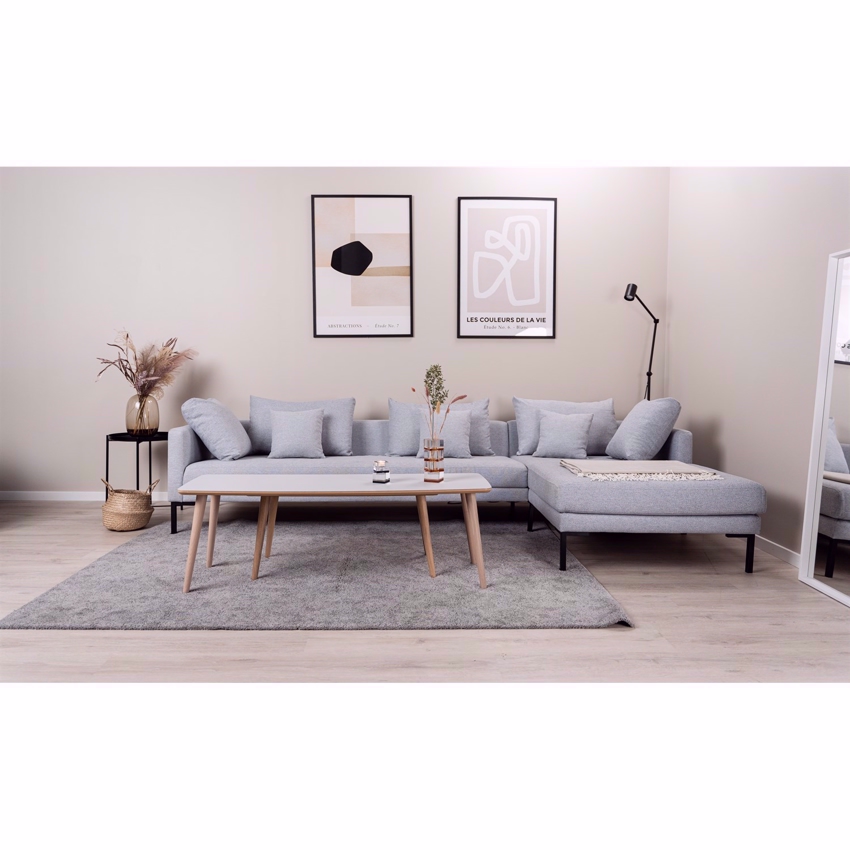 Milla Sofa Med Chaiselong Lysegrå Stof Højrevendt - Nordic Design Sofa