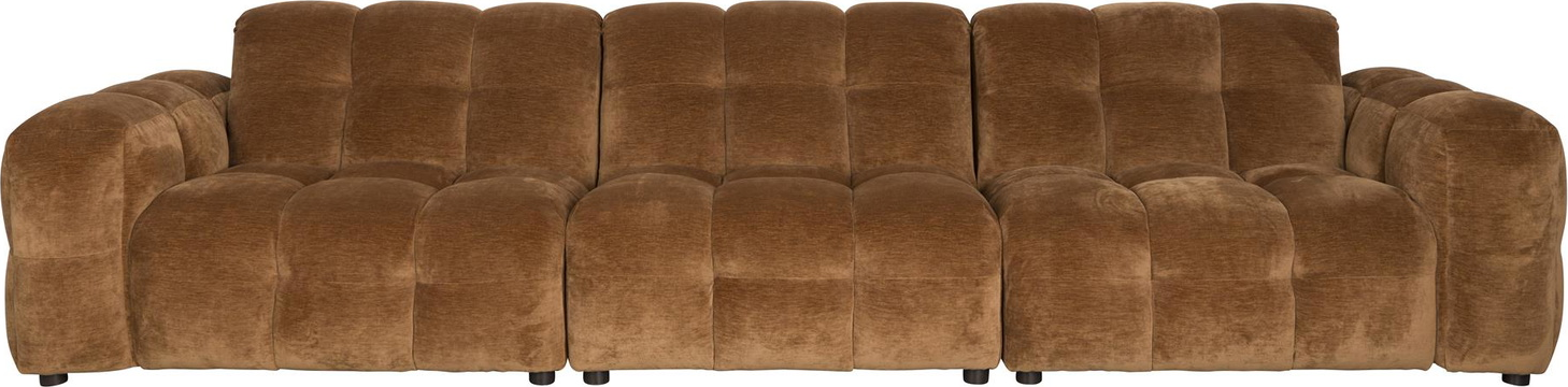 Valnød Personers Sofa Dutchbone Hackman Polyester Retro Design Firkantede Paneler H84 B364 L102 - Dutchbone Sofa - 8718548100411