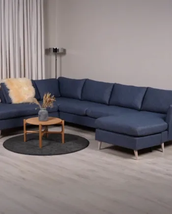 Odense Sofa Højrevendt Blå Sofa Med Chaiselong - Nordic Design Sofa