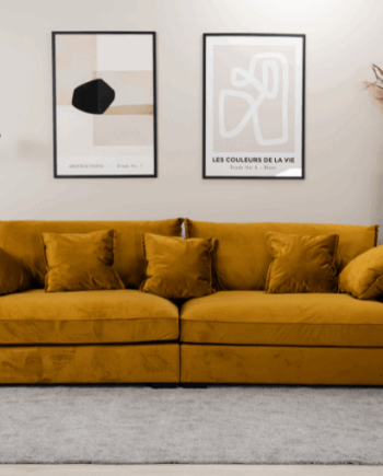 Chelsey Flydersofa Personers Sofa Gul Velour - Sofa