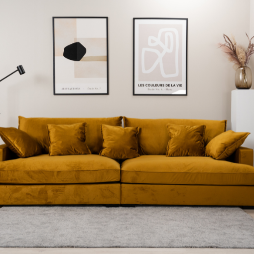 Chelsey Flydersofa Personers Sofa Gul Velour - Sofa