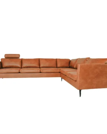 Jakob Venstrevendt Hjørnesofa Cognac Sorte Ben - Nordic Design Sofa
