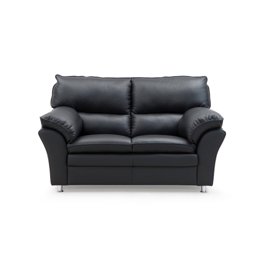 Sort Palma Personers Sofa Semi Spalt Læder Stålben - Hjort Knudsen Sofa