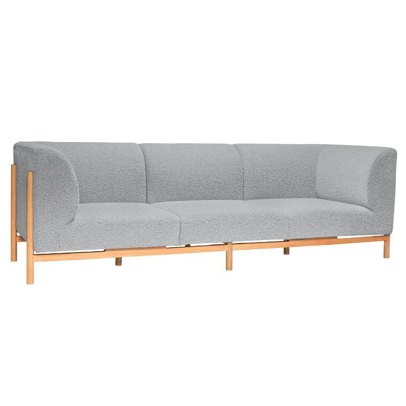 Hbsch Moment Personers Sofa Egetræ Grå Polsterstof 257x89x80 - Hübsch Sofa - 5712772129142