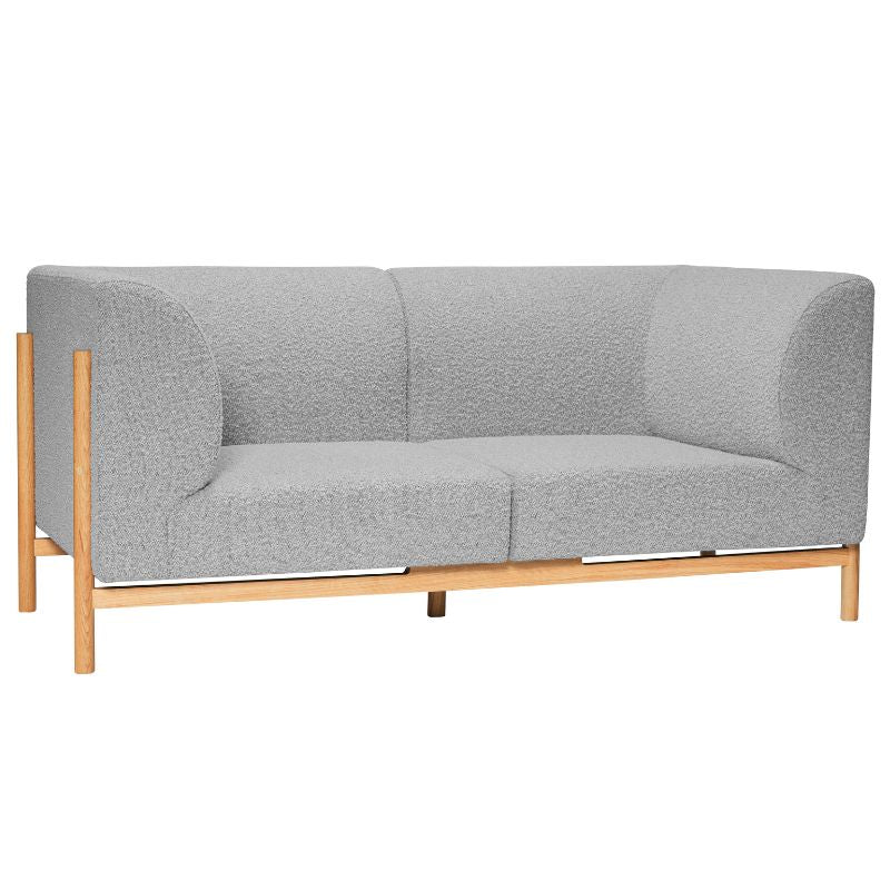 Hbsch Moment Personers Sofa Egetræ Grå Polsterstof 182x89x80 - Hübsch Sofa - 5712772129173