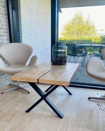 Sofabord Genbrugsplanker Stel 110 Lakeret - Kabeltromlen Sofa