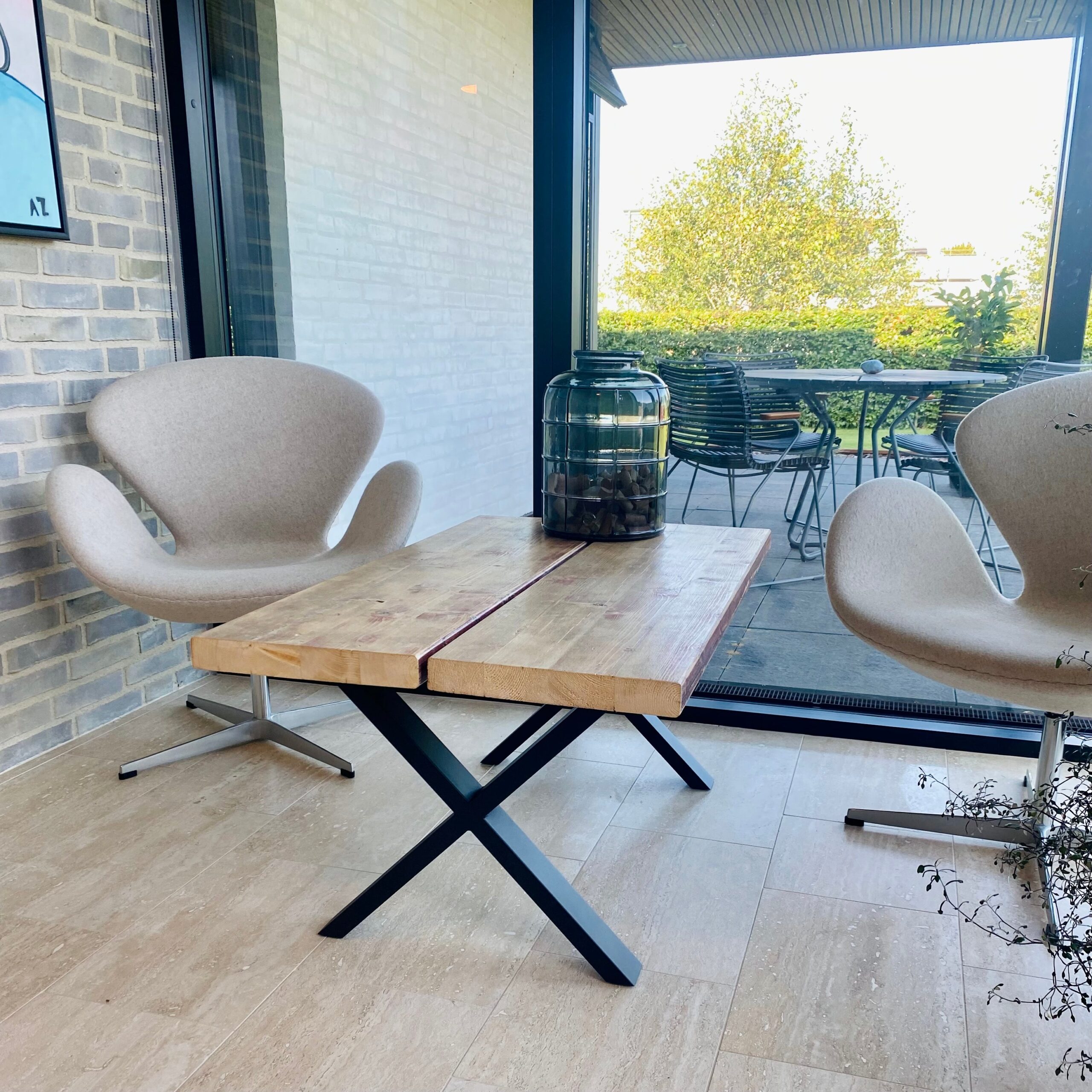 Sofabord Genbrugsplanker Stel 110 Lakeret - Kabeltromlen Sofa