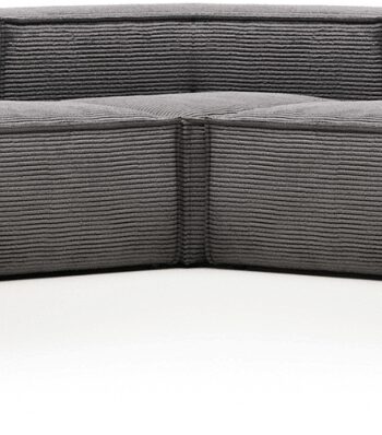 Grå Hjørnesofa Kave Home Blok Fløjl Formet Sofa 290x290 - Kave Home Sofa  - 8433840649177