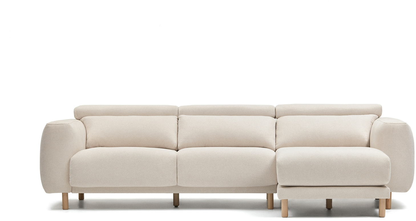 Hvid Polstret Chaiselong Sofa Kave Home Singa Højrevendt Rå Ecru 296x180x98 - Kave Home Sofa - 8433840742564