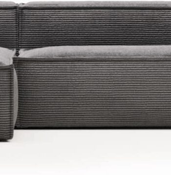 Grå Chaiselong Sofa Venstrevendt Kave Home Blok Fløjlssofa 330x174x69 - Kave Home Sofa  - 8433840569970