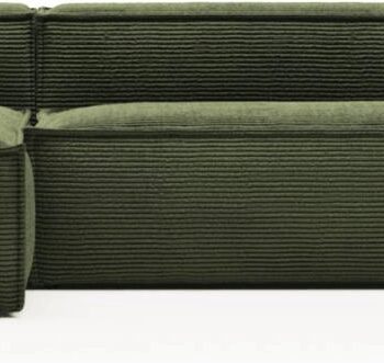 Grøn Chaiselong Sofa Kave Home Blok Venstrevendt Fløjl Bredribset Corduroy 330x174 - Kave Home Sofa  - 8433840716565