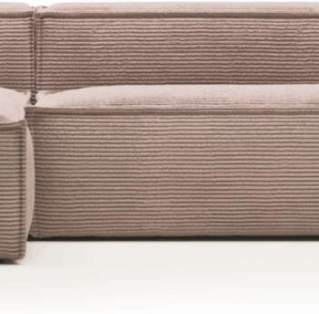 Lyserød Chaiselong Sofa Venstrevendt Kave Home Blok Personers Fløjlsstof Nordisk Design - Kave Home Sofa  - 8433840570044