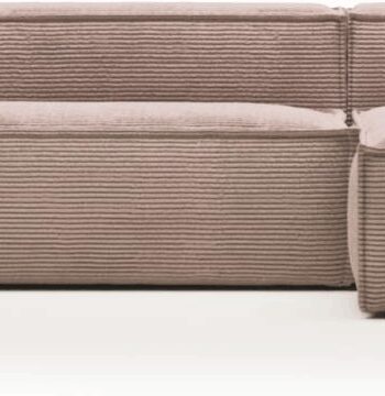 Lyserød Chaiselong Sofa Kave Home Blok Corduroy Højrevendt H69x330x174 - Kave Home Sofa  - 8433840569734