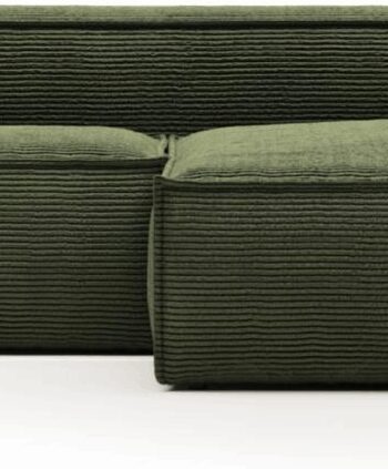Grøn Chaiselong Sofa Kave Home Blok Højrevendt Polstret Corduroy 240x174 - Kave Home Sofa  - 8433840716589