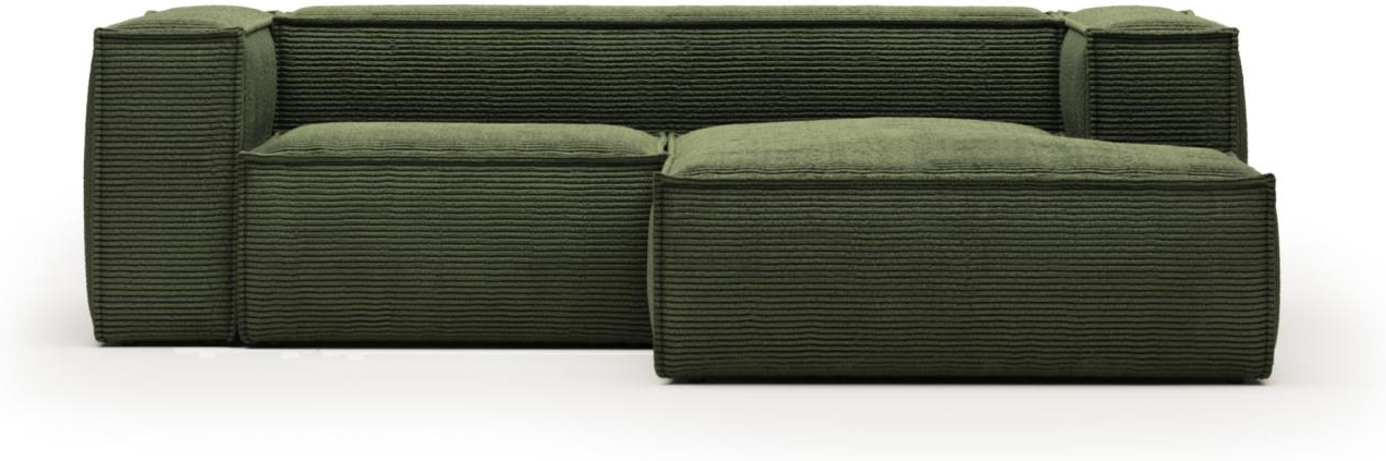 Grøn Chaiselong Sofa Kave Home Blok Højrevendt Polstret Corduroy 240x174 - Kave Home Sofa - 8433840716589