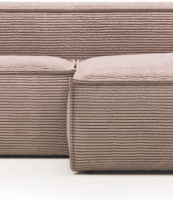Lyserød Chaiselong Sofa Højrevendt Kave Home Blok 240x174 Corduroy Stof - Kave Home Sofa  - 8433840570051