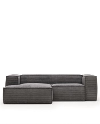 Grå Chaiselong Sofa Venstrevendt Kave Home Blok Fløjl 240x174 - Kave Home Sofa  - 8433840570006