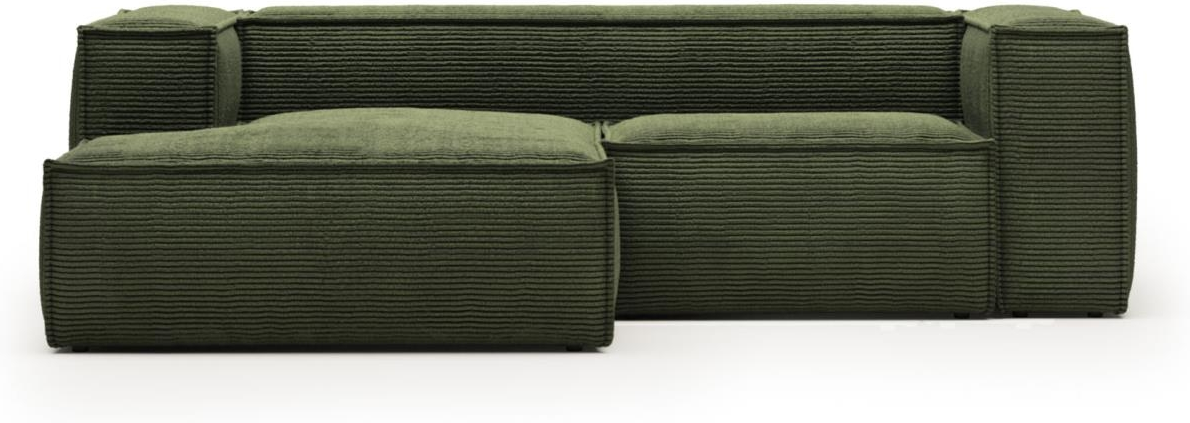 Grøn Chaiselong Sofa Kave Home Blok Fløjl Venstrevendt 240x174 - Kave Home Sofa - 8433840716596