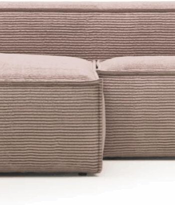 Pink Chaiselong Sofa Venstrevendt Kave Home Blok Fløjl Vintage Nordisk 240x174cm - Kave Home Sofa  - 8433840570075