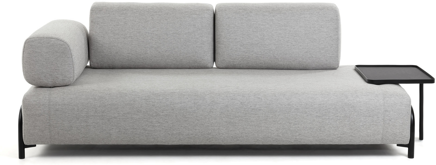 Lysegrå Personers Sofa Kave Home Compo Stof Polstret Med Venstre Armlænsbakke Nordisk Design Bæredygtig - Kave Home Sofa - 8433840554365