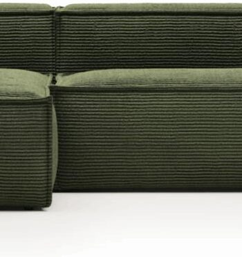 Grøn Chaiselong Sofa Kave Home Blok Venstrevendt Fløjl 300x174x69 - Kave Home Sofa  - 8433840716657