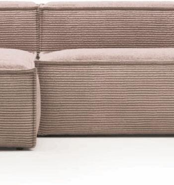 Lyserød Chaiselong Sofa Venstrevendt Kave Home Blok T Fløjl - Kave Home Sofa  - 8433840663395